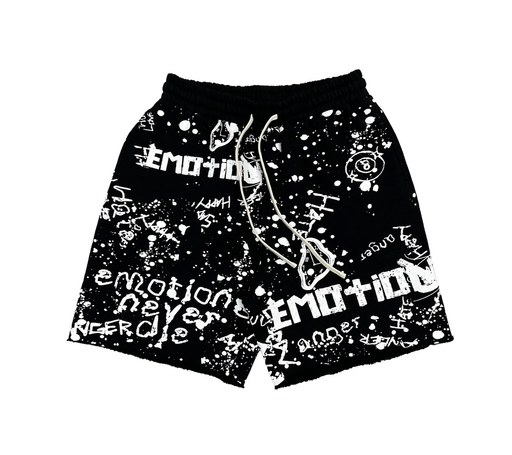 MIXED EMOTION BLACK GAFFITI SHORTS