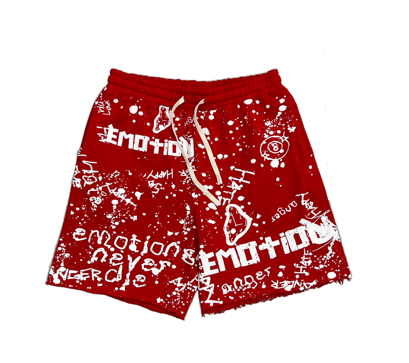 MIXED EMOTION RED GAFFITI SHORTS