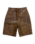 BOTTEGA DESIRES LEATHER BROWN SHORTS