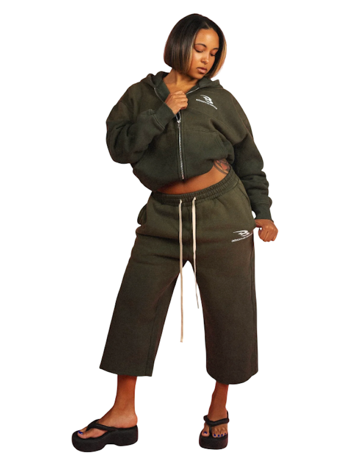 ABOMINABLE OLIVE SPRING SHORTS SET