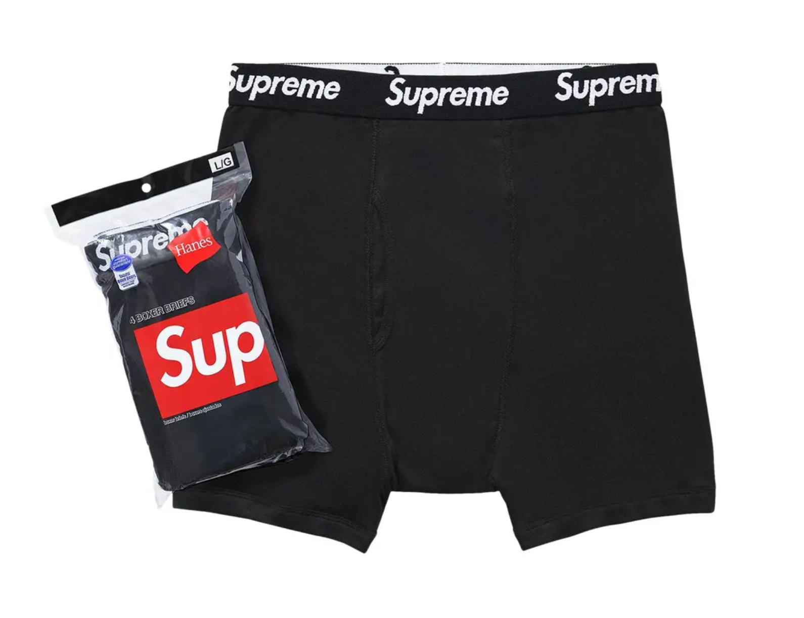 SUPREME BOXER BRIEFS BLACK 4 PACK