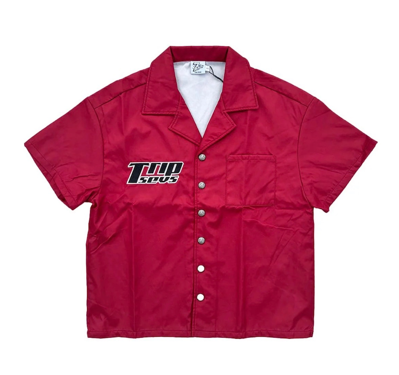 TRIPLE SEVENS NYLON RED BUTTON UP