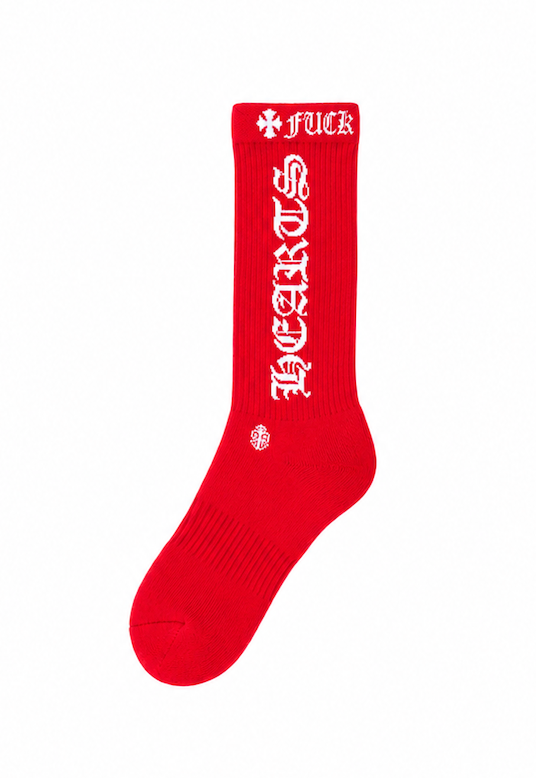 CHROME HEARTS "FUCK YOU" LOGO SOCKS RED