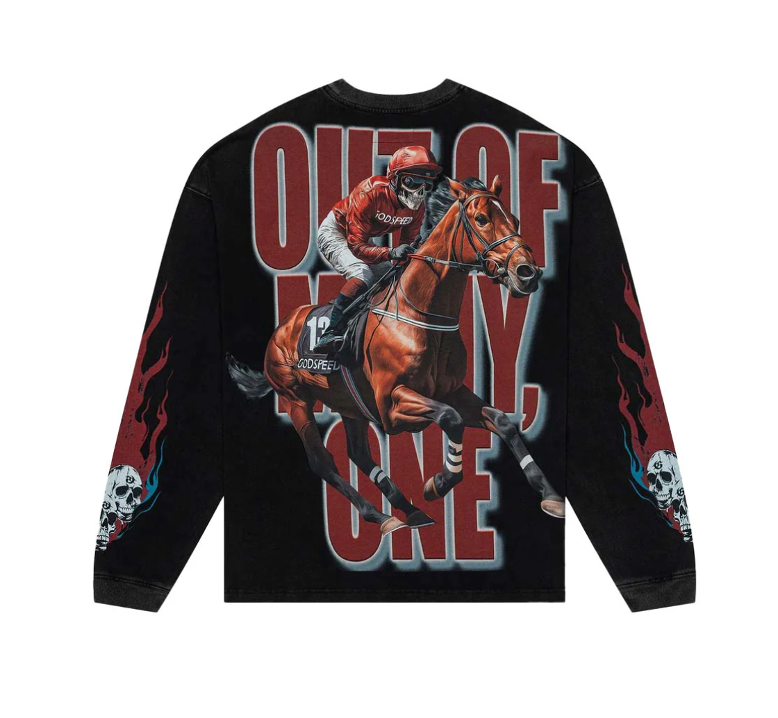 GODSPEED THOUGHBRED L/S BLACK WASH TEE