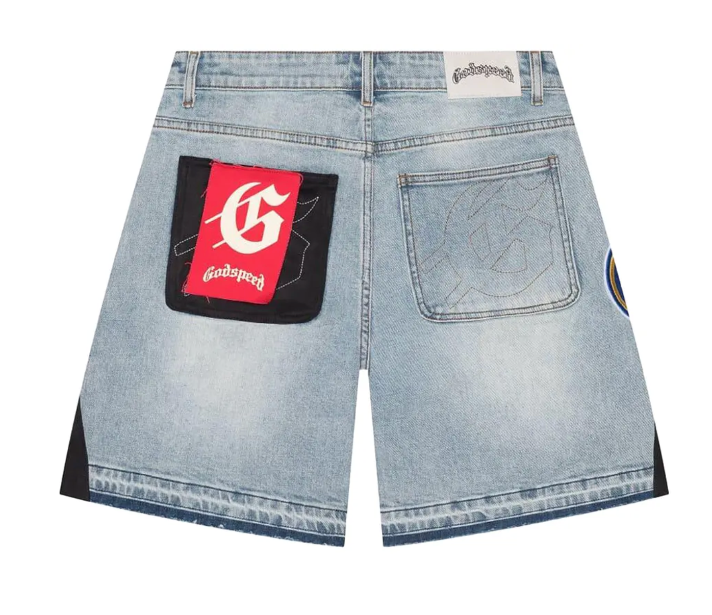 GODSPEED PATCHWORK DENIM JORTS V2 BLUE