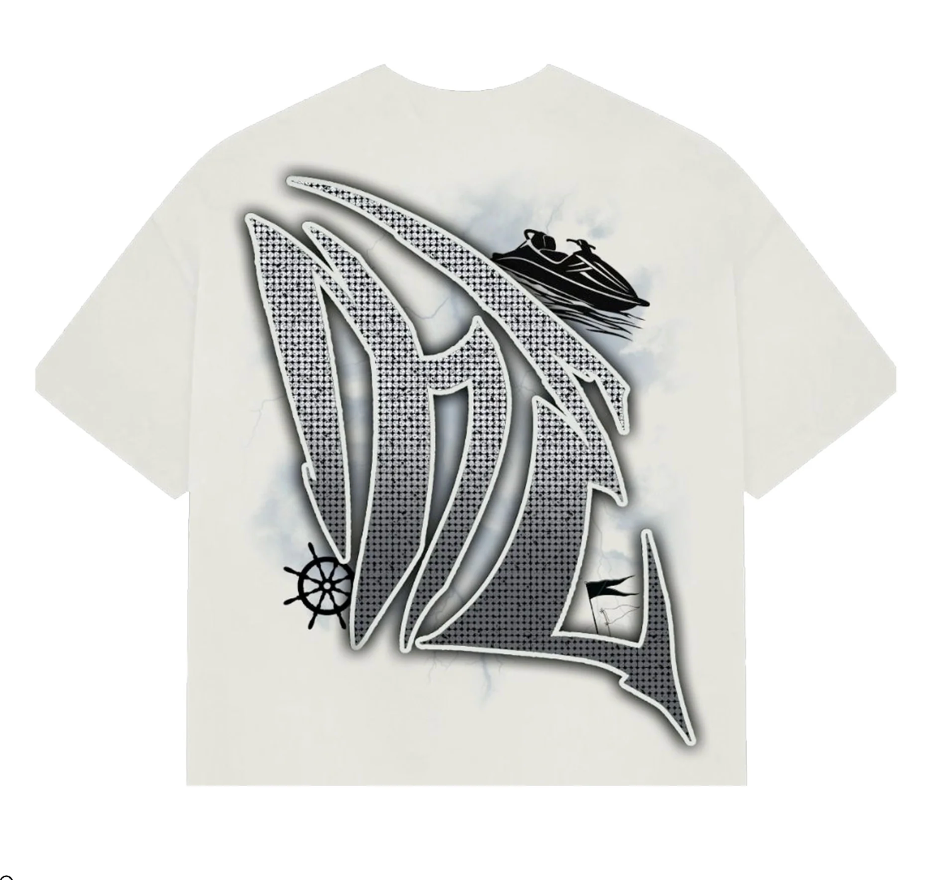 MIXED EMOTION CREAM JETSKI RHINESTONE TEE