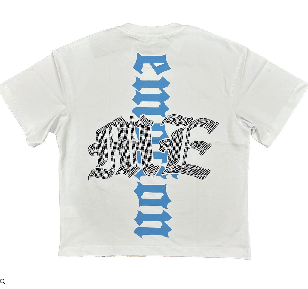 MIXED EMOTION WHITE ANGEL RHINESTONE TEE