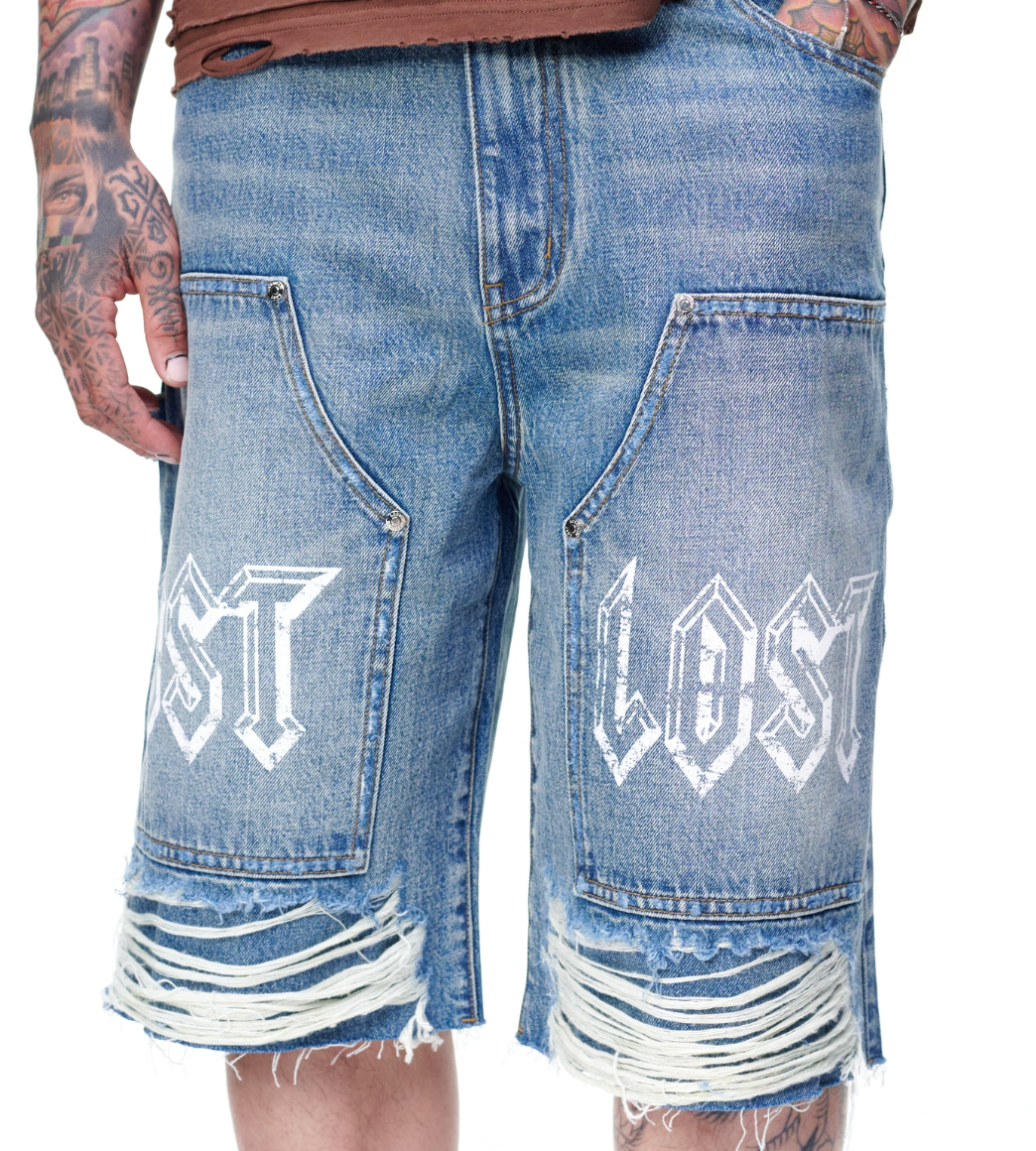 LOST INTRICACY BLUE CARPENTERS SHORTS