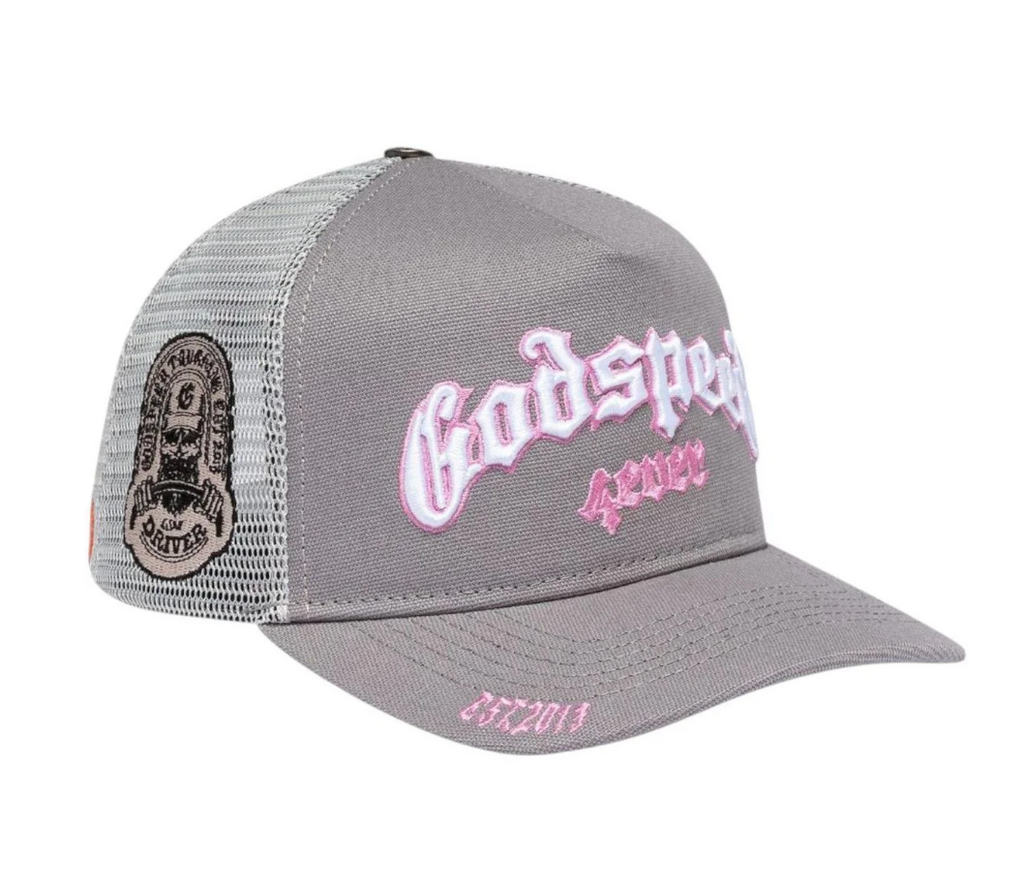 GODSPEED GS FOREVER GREY PINK TRUCKER HAT