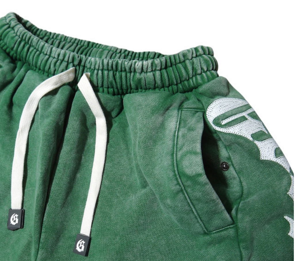 GODSPEED COURTSIDE GREEN WASH SHORTS