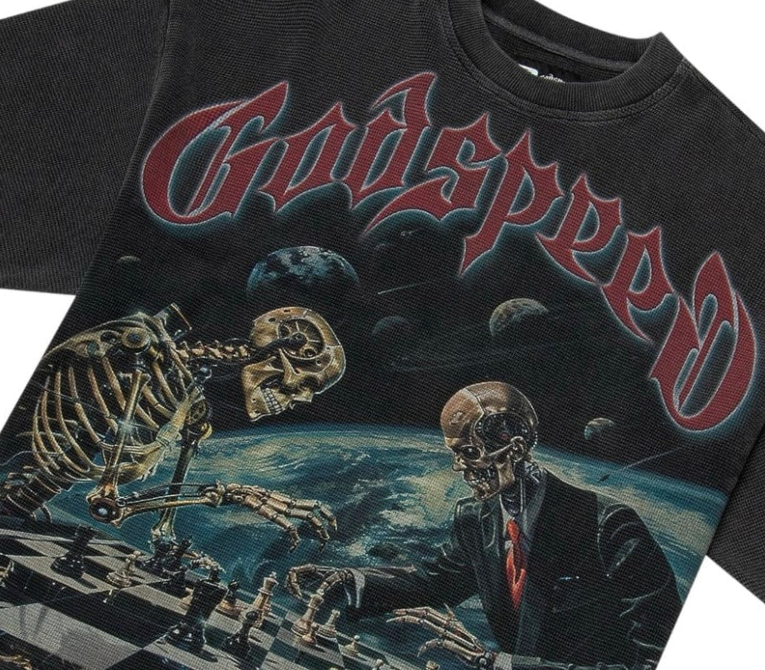 GODSPEED CHECKMATE THERMAL GREY WASHED TEE