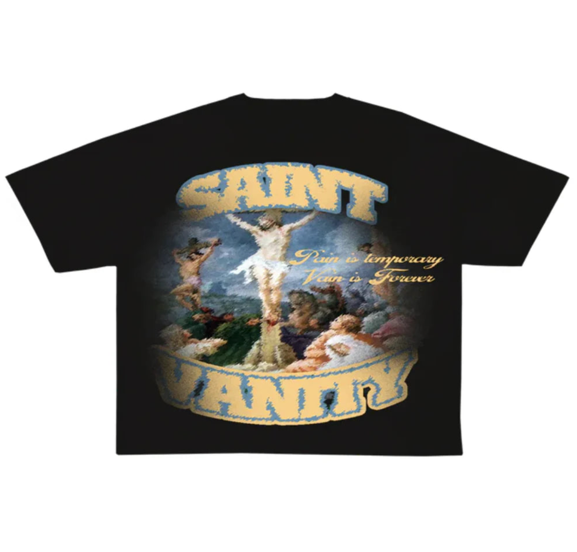 SAINT VANITY BLURRY CROSS TEE BLACK