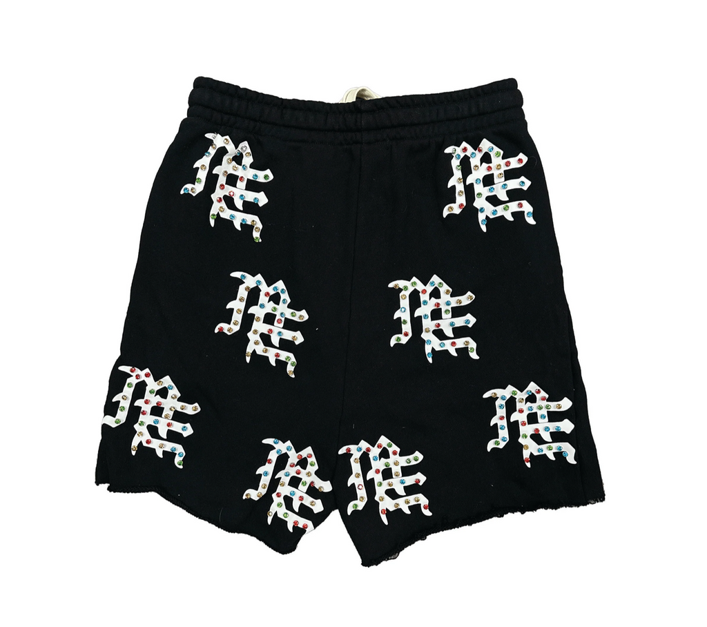MIXED EMOTION ME LOGO FLEECE SHORTS BLACK