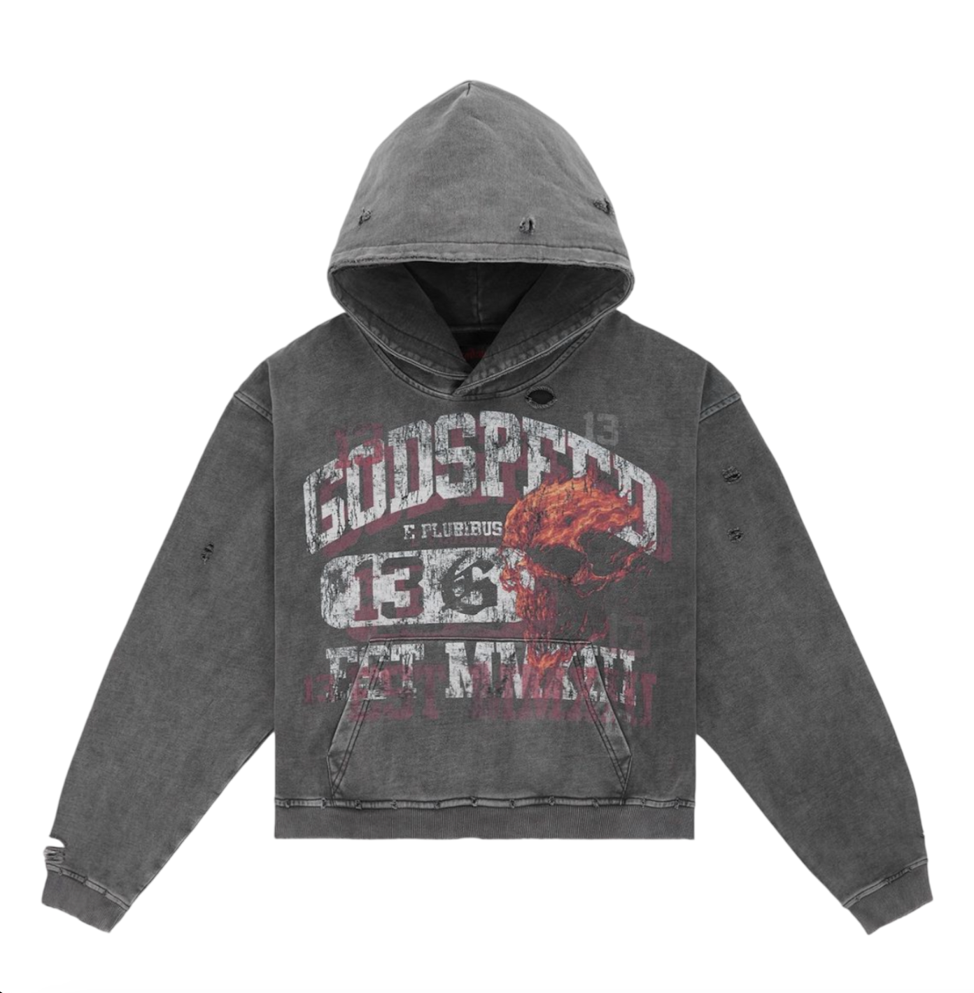 GODSPEED SEEING DOUBLE GREY WASH HOODIE