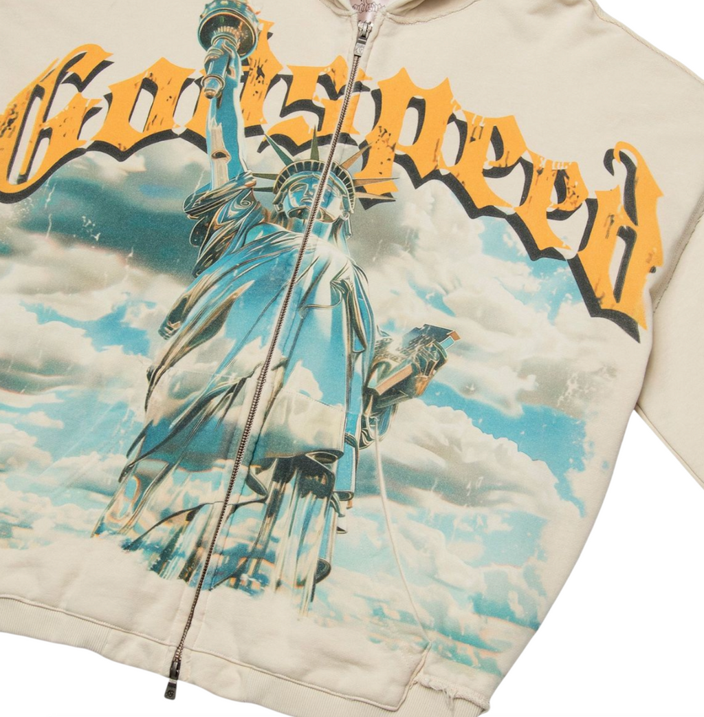 GODSPEED CHROME LIBERTY ZIP UP BONE HOODIE