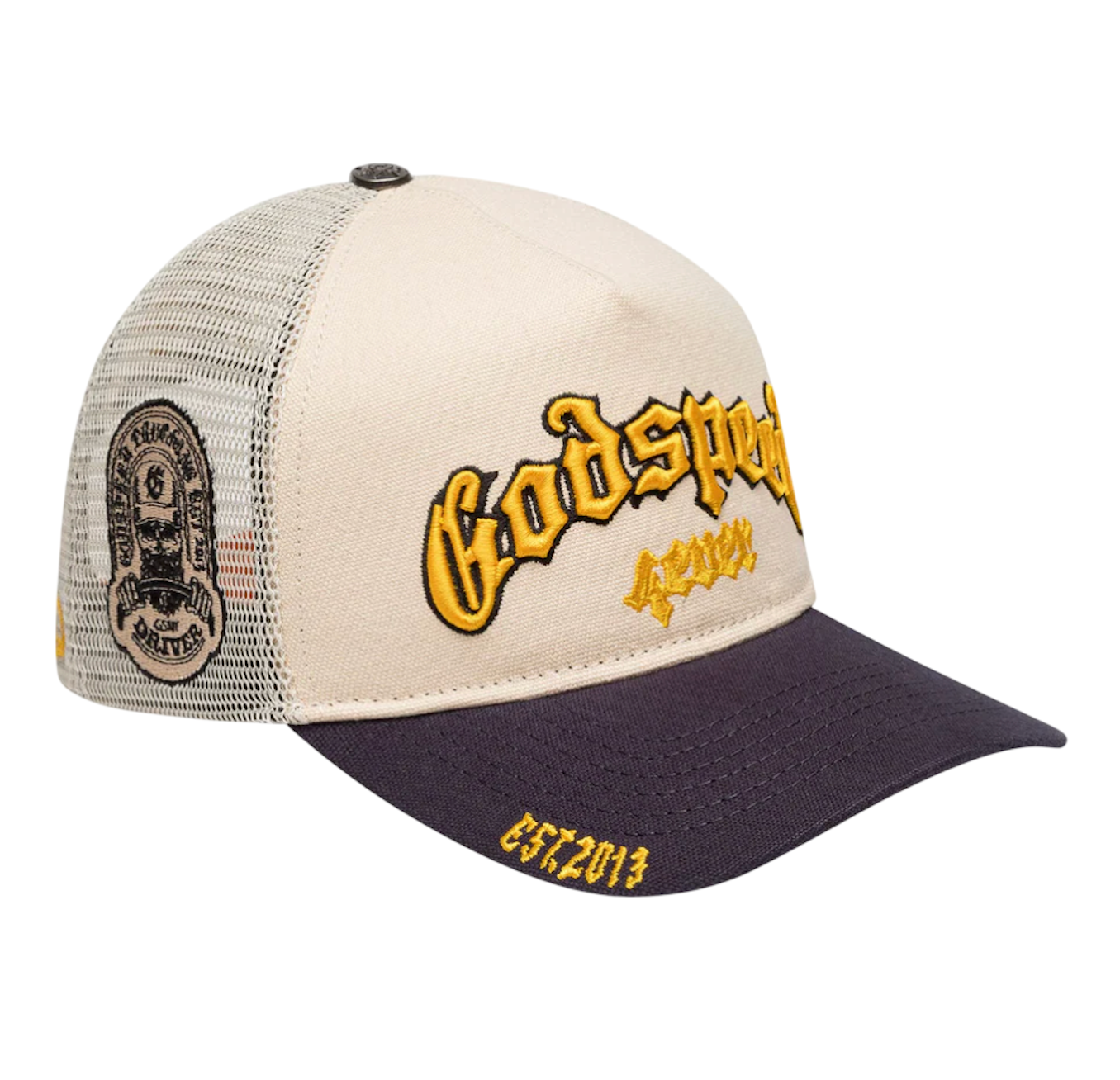 GODSPEED FOREVER TRUCKER HAT BONE/YELLOW/NAVY