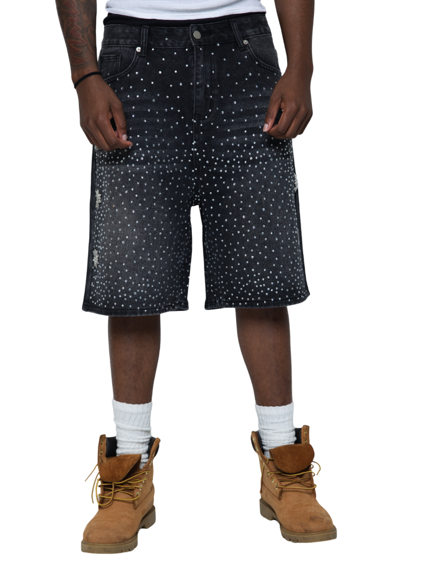 FRATERNAL WASHED BLACK ASTRO JORTS