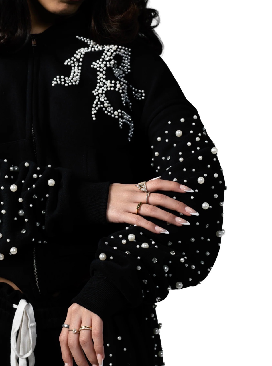 MIXED EMOTION PEARL BLACK HOODIE