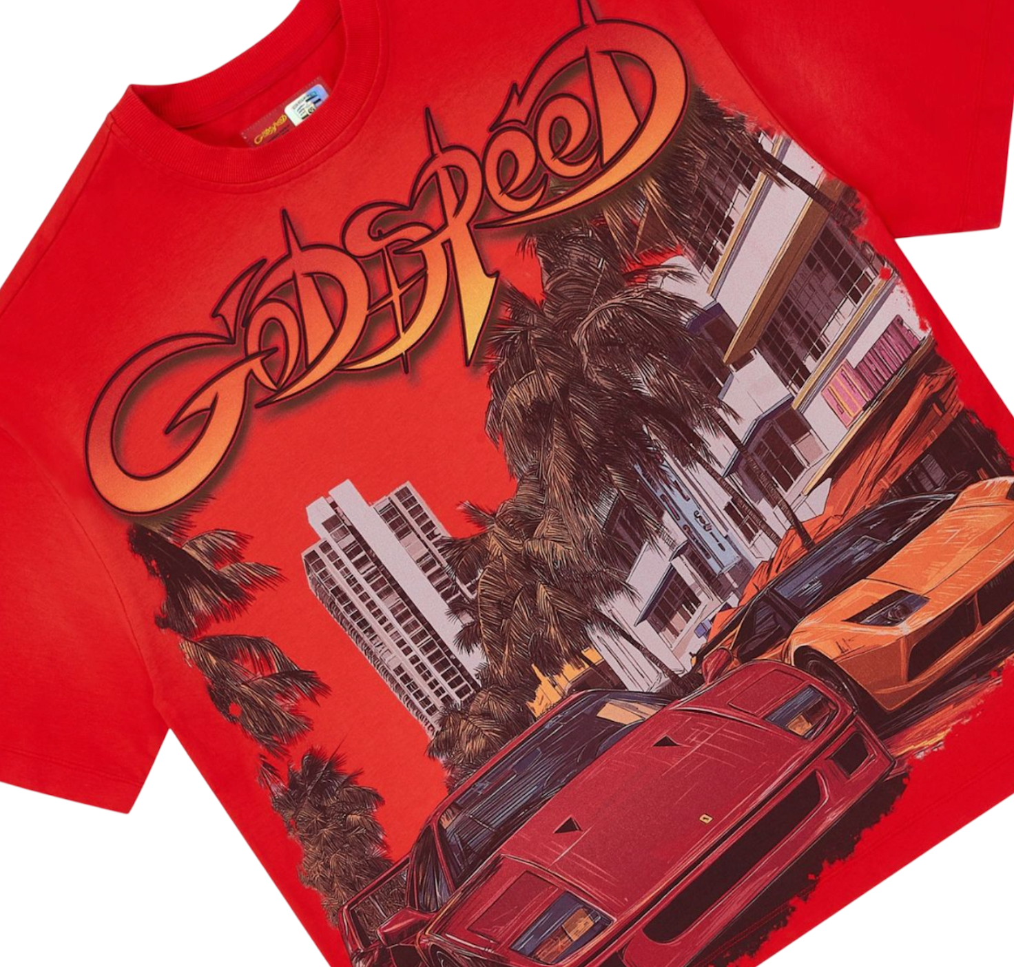 GODSPEED SOUTH BEACH DRIVE MIAMI SUPERRUN RED TEE