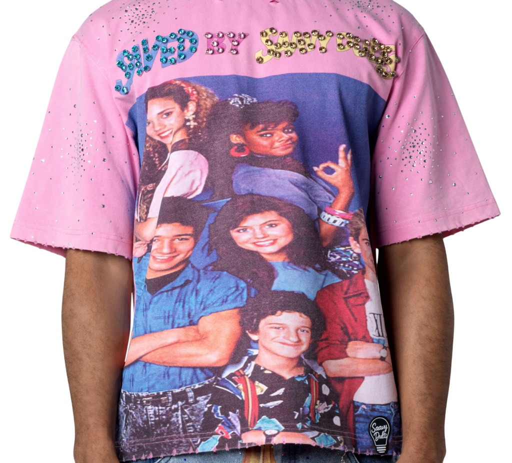 SAAVY DULTS "SAVED BY SAAVY DULTS" PINK TEE