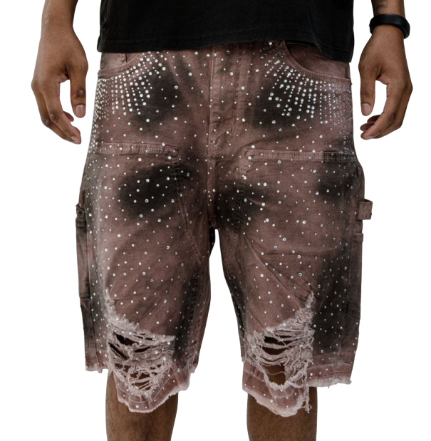 PAPER MONEY CRYSTALIZED RUST SHORTS