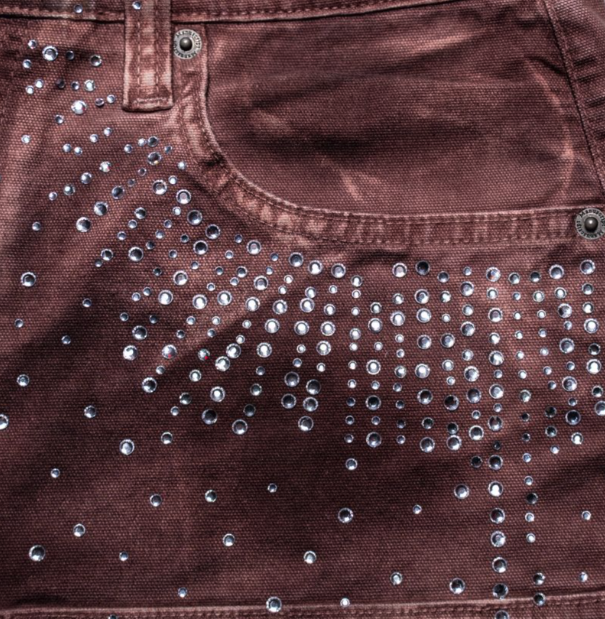 PAPER MONEY CRYSTALIZED RUST SHORTS