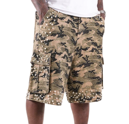 PAPER MONEY PEARL CRYSTAL CAMO JORTS