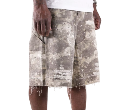 PAPER MONEY CRYSTALLIZED FADED CAMO JORTS