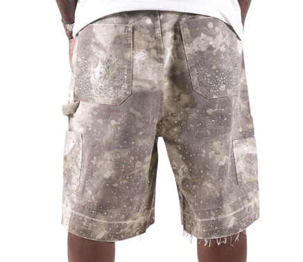 PAPER MONEY CRYSTALLIZED FADED CAMO JORTS