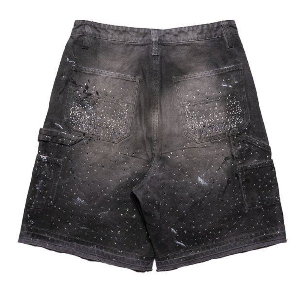 PAPER MONEY GREY CRYSTALIZED JORTS