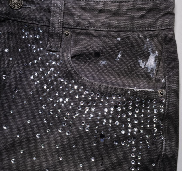 PAPER MONEY GREY CRYSTALIZED JORTS