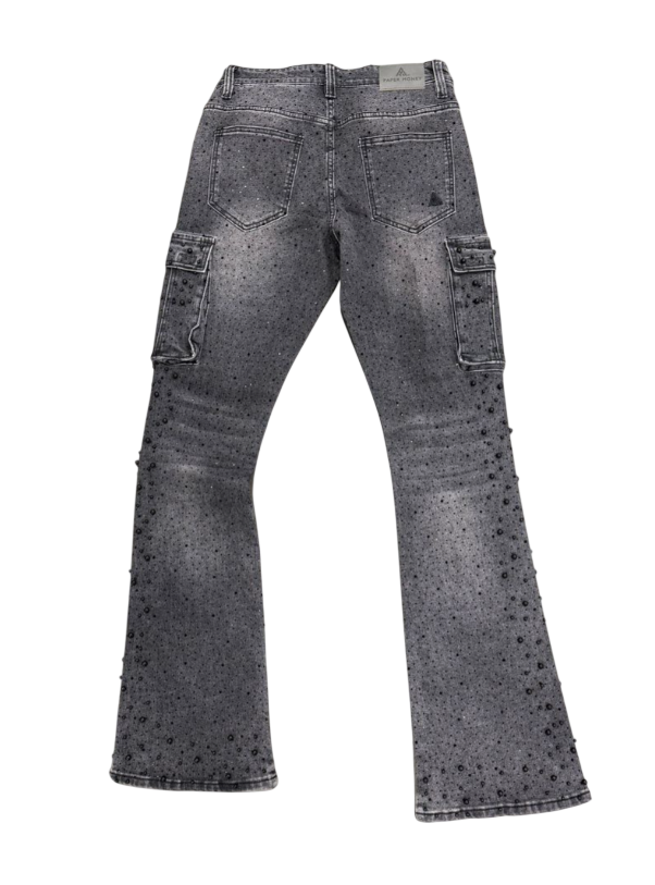 PAPER MONEY BLACK WASH CRYSTALLIZED PEARL PANTS