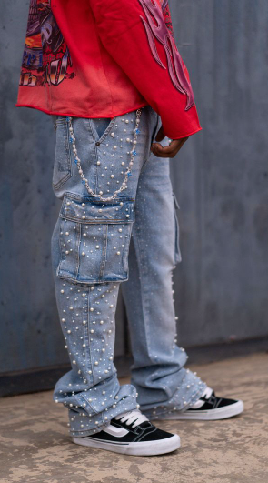 PAPER MONEY PEARL CRYSTAL BLUE DENIM