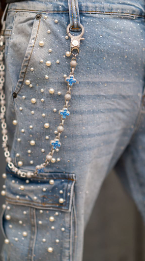 PAPER MONEY PEARL CRYSTAL BLUE DENIM