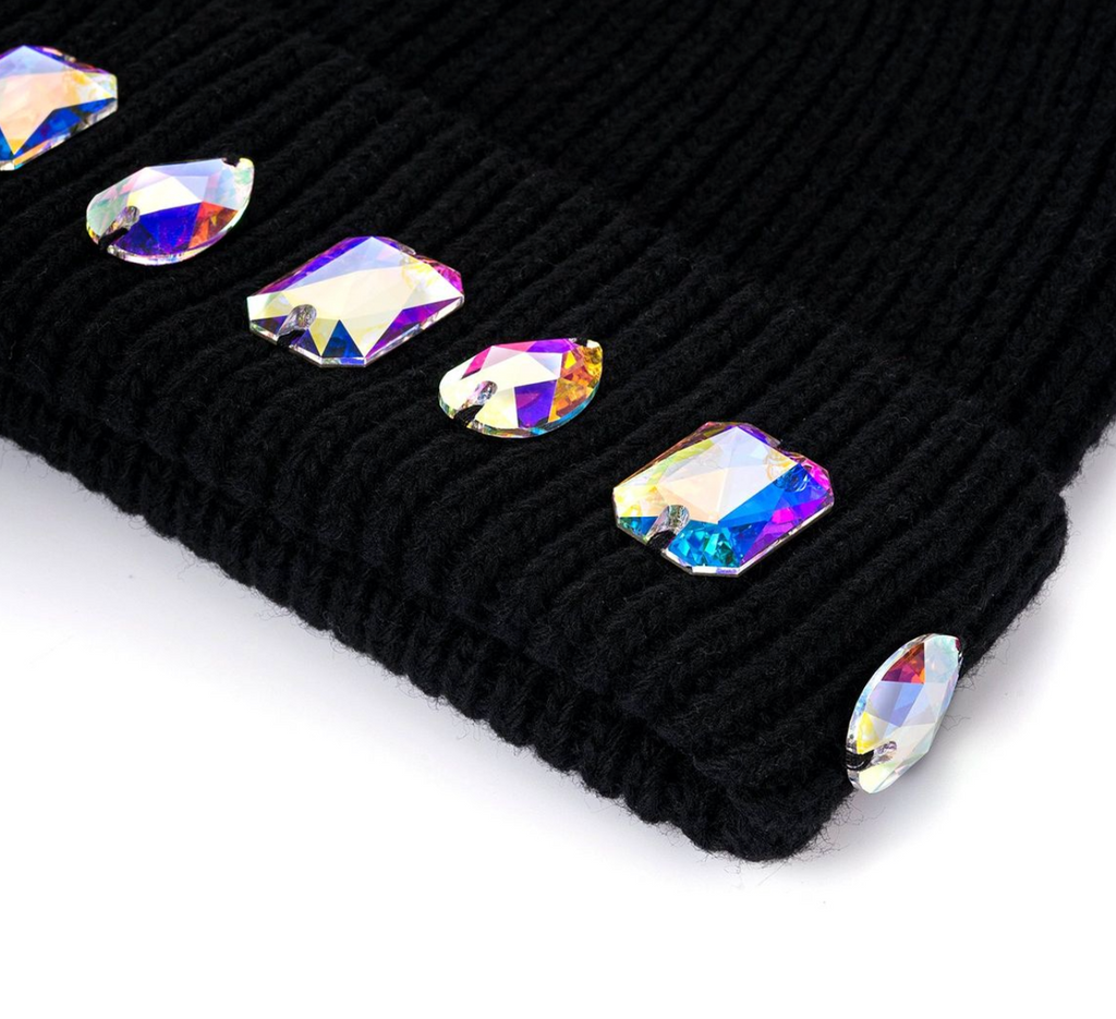 LOUIS CORWN IRIDESCENT BLACK BEANIE