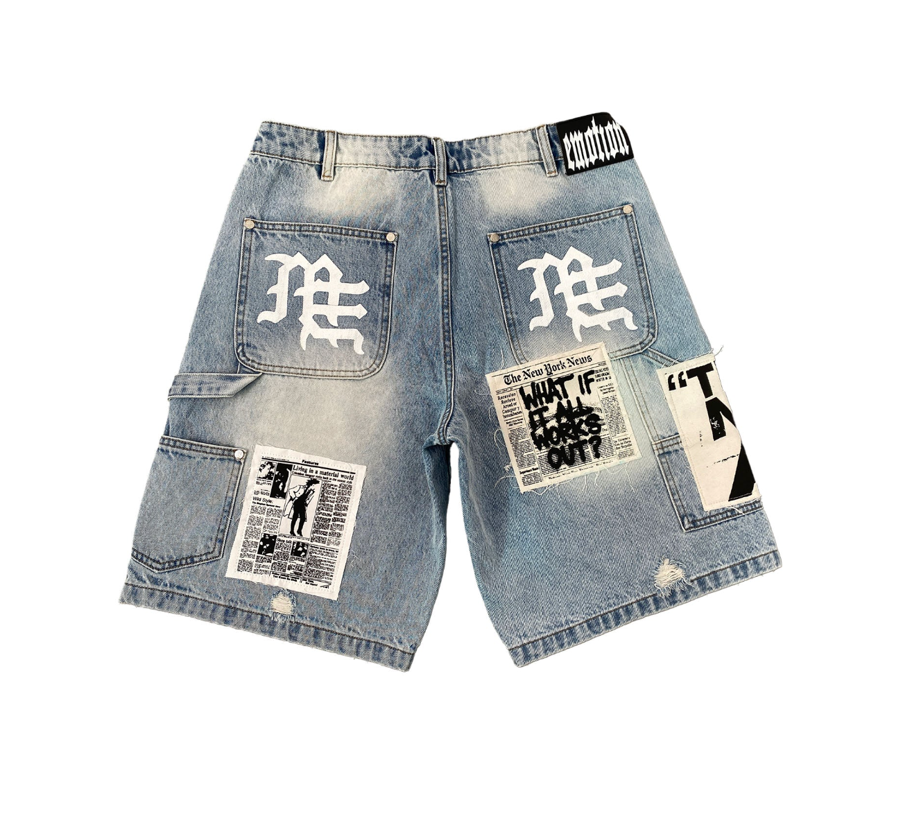 MIXED EMOTION BLUE AI DENIM SHORTS