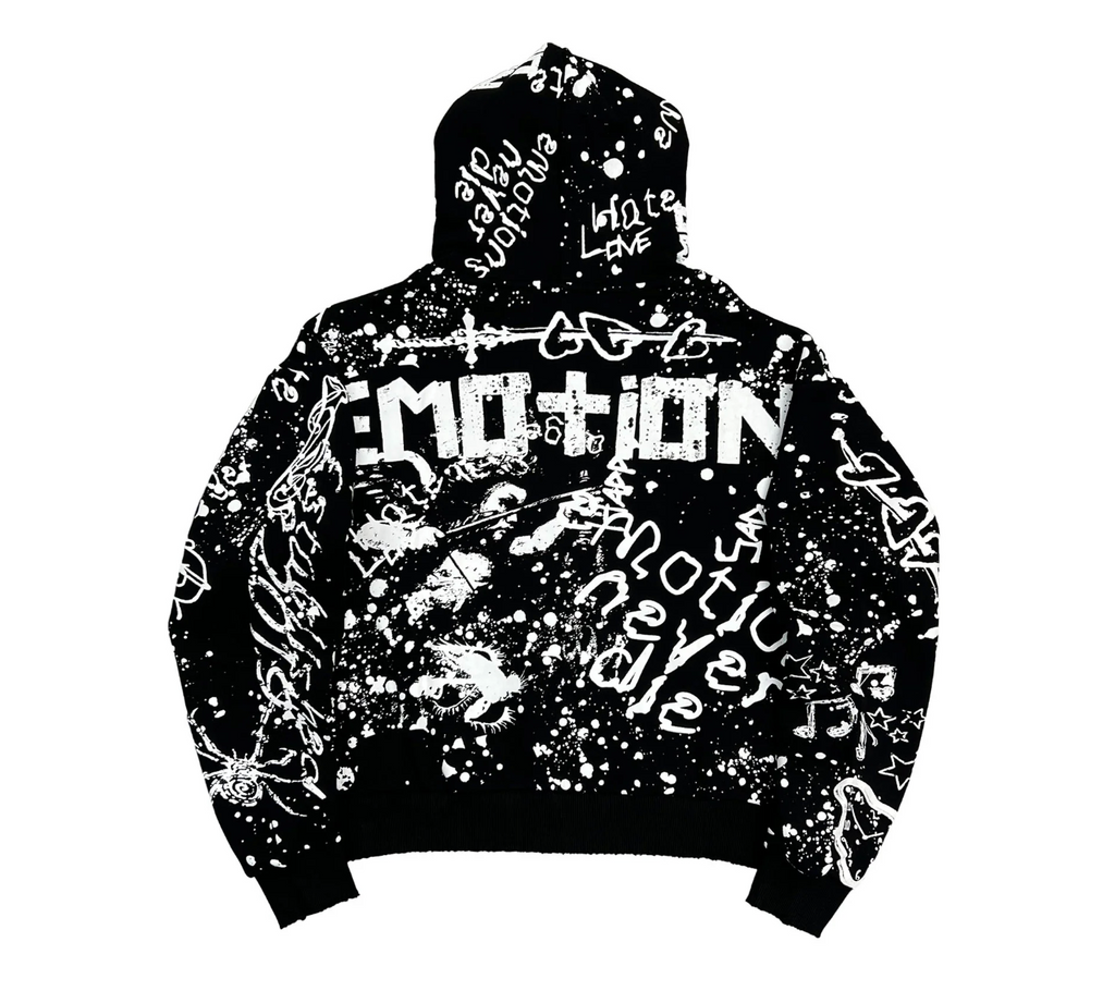 MIXED EMOTION BLACK GRAFFITI HOODIE