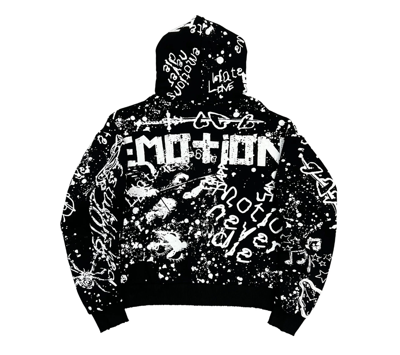 MIXED EMOTION BLACK GRAFFITI HOODIE
