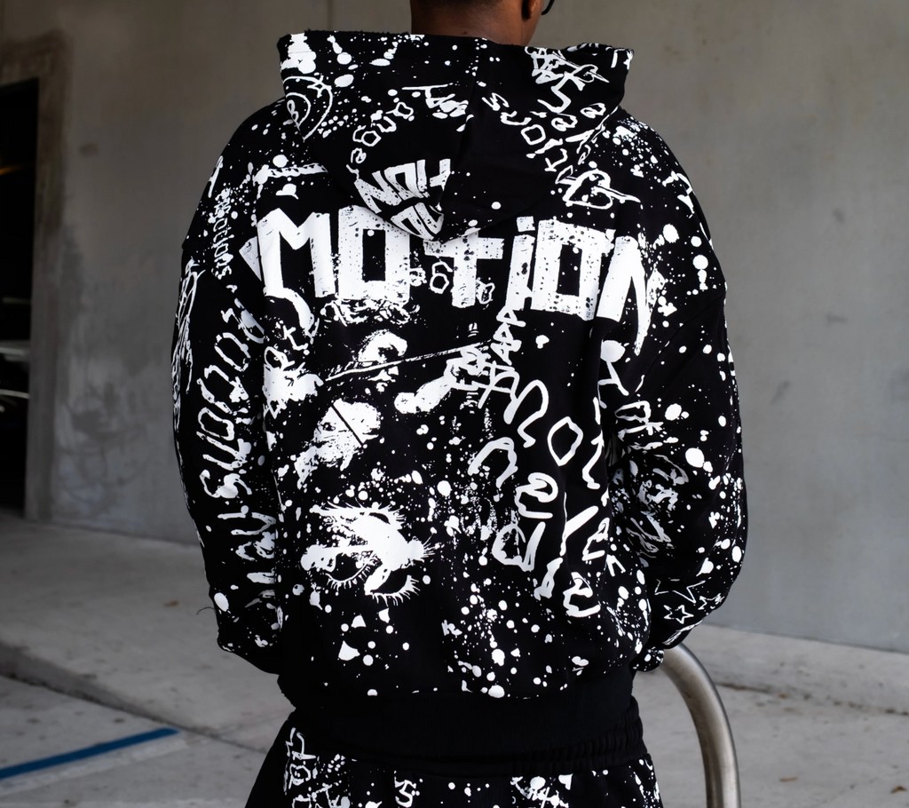 MIXED EMOTION BLACK GRAFFITI HOODIE