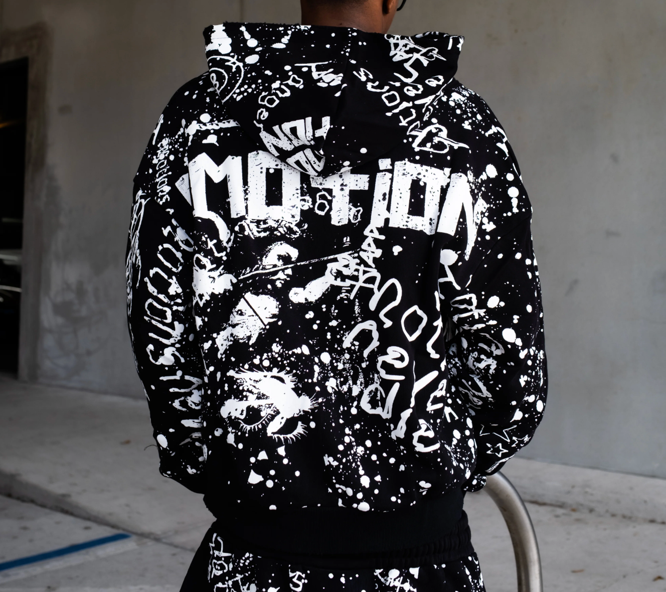 MIXED EMOTION BLACK GRAFFITI HOODIE