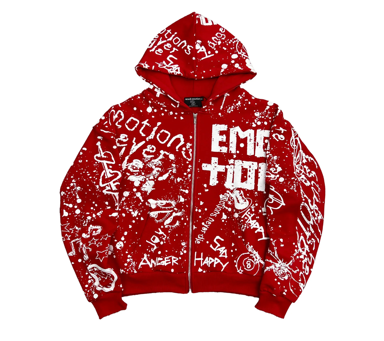 MIXED EMOTION RED GAFFITI HOODIE