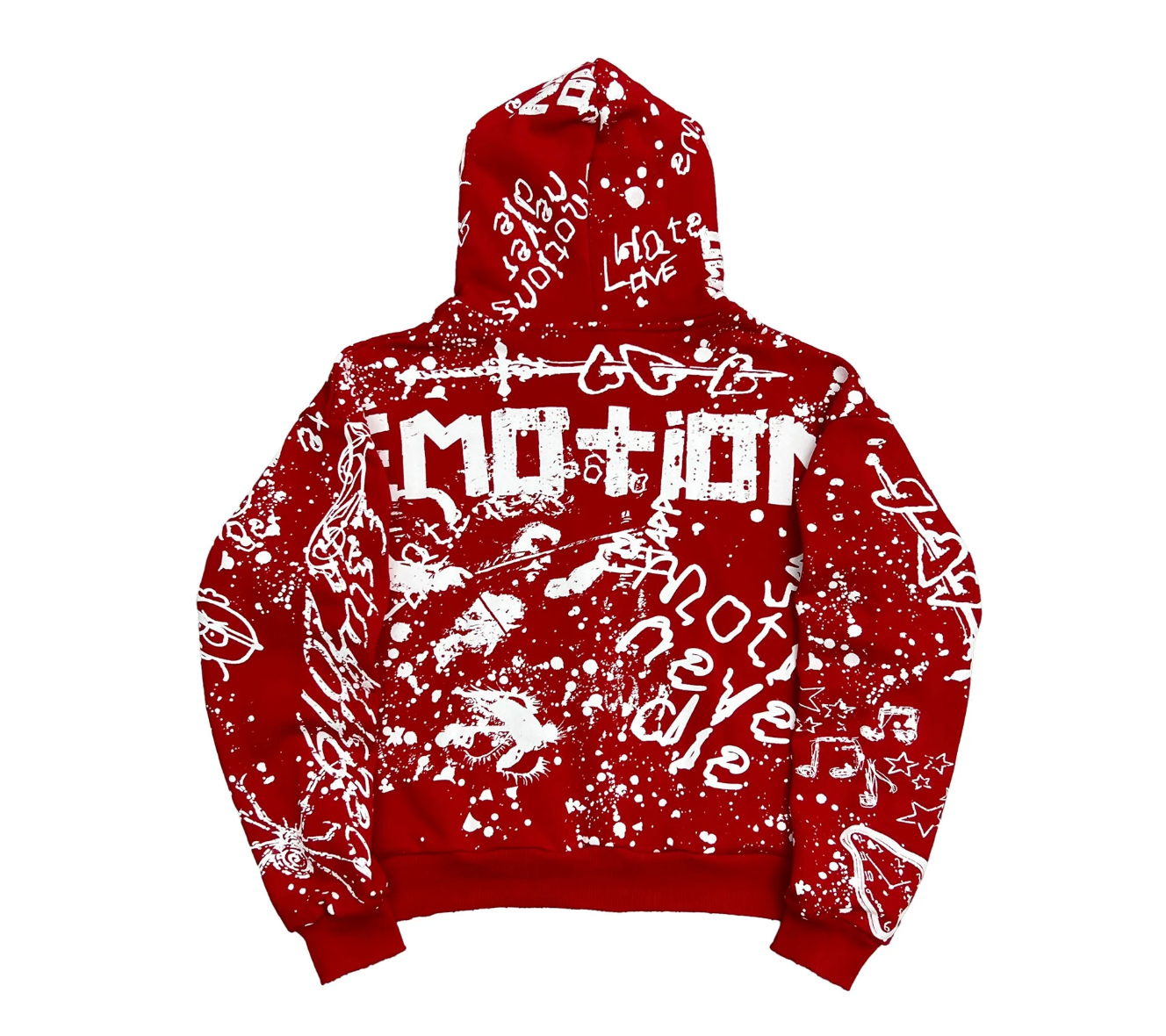 MIXED EMOTION RED GAFFITI HOODIE