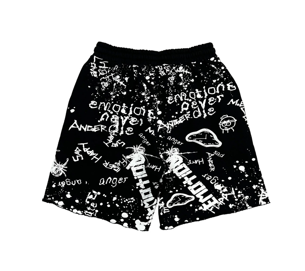 MIXED EMOTION BLACK GAFFITI SHORTS