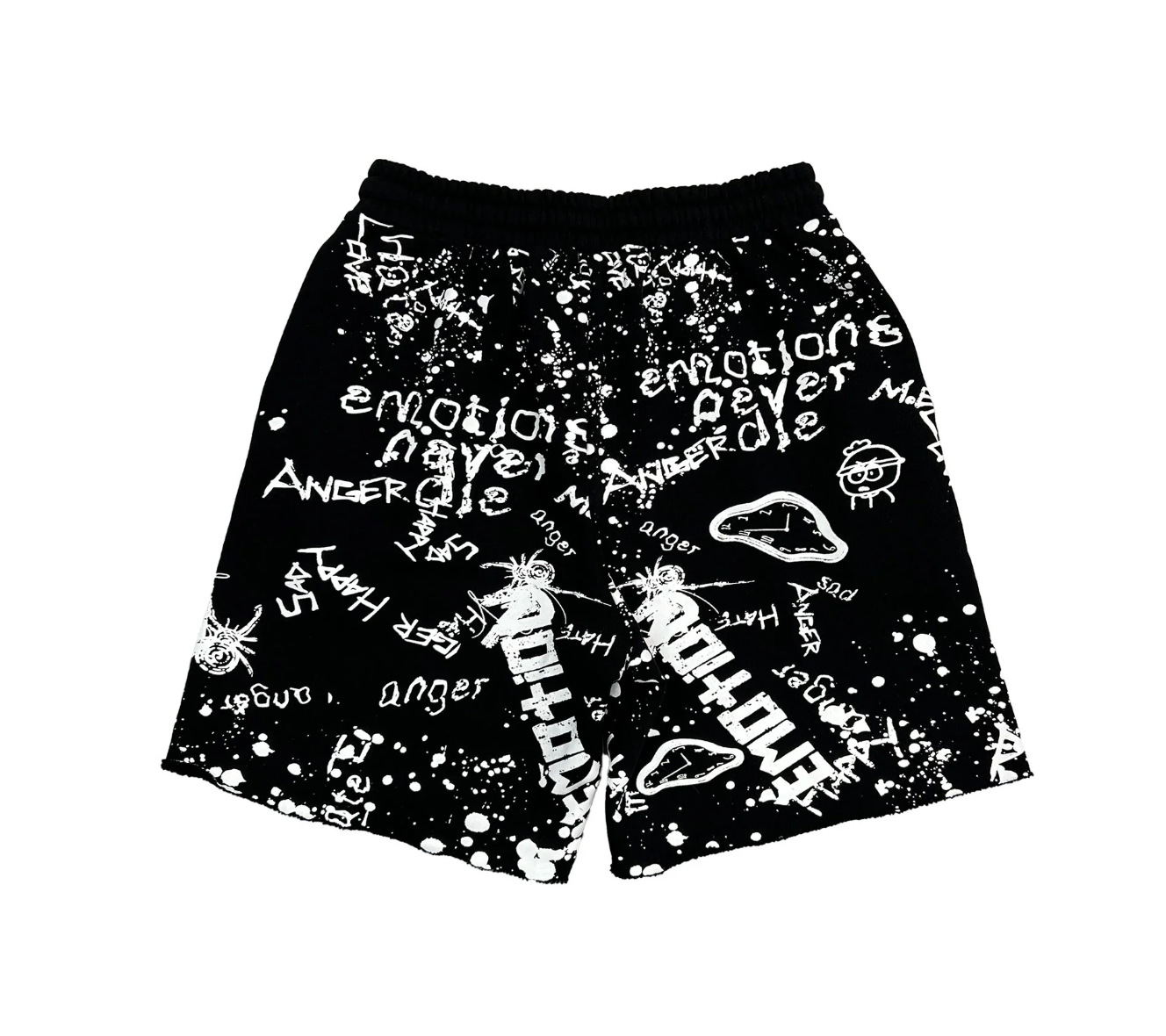 MIXED EMOTION BLACK GAFFITI SHORTS
