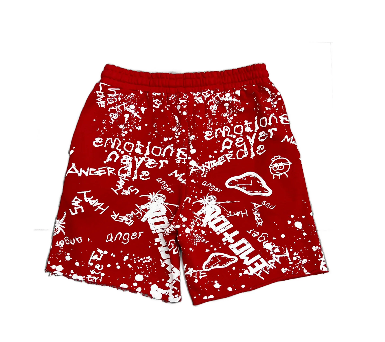 MIXED EMOTION RED GAFFITI SHORTS