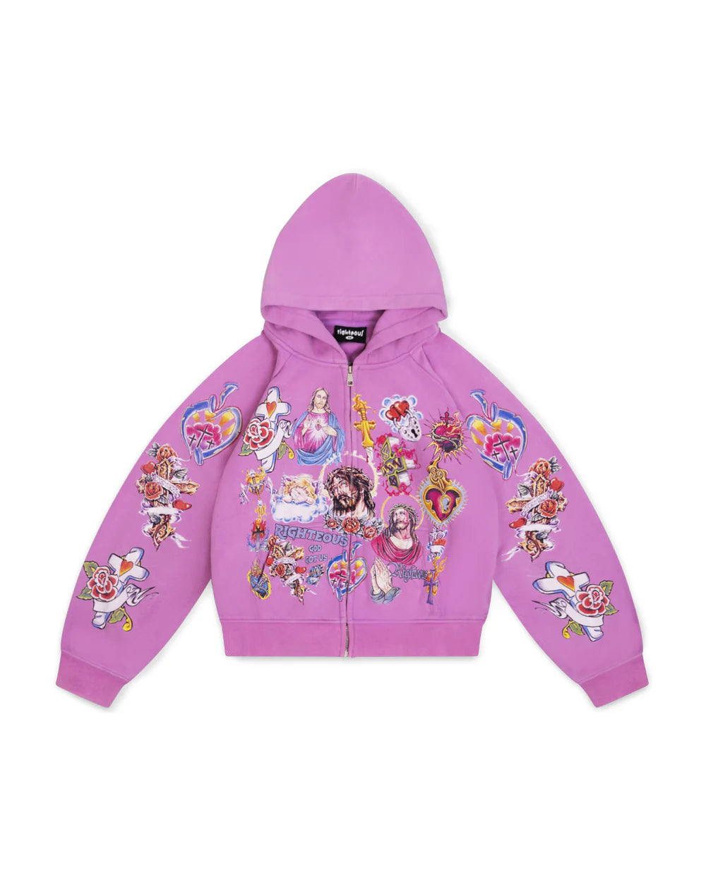 RIGHTEOUS RISEN KING ZIP UP HOODIE PURPLE