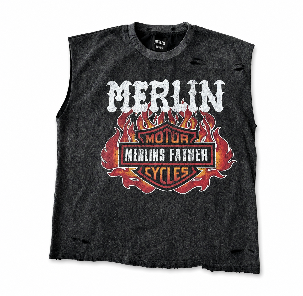 MERLIN FATHER MOTOR CYCLES SLEEVELESS TEE